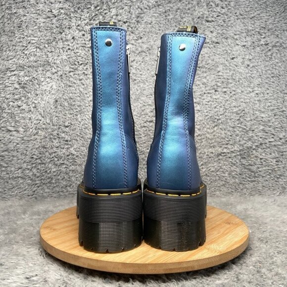 Dr. Martens Jetta Hi Max Metallic Leather Platform Boots Size 7 Women Deep Blue - Picture 5 of 8